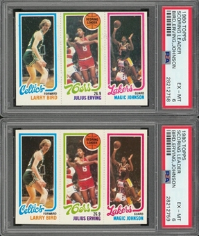 1980/81 Topps Larry Bird/Magic Johnson PSA EX-MT 6 Rookie Cards Pair (2)